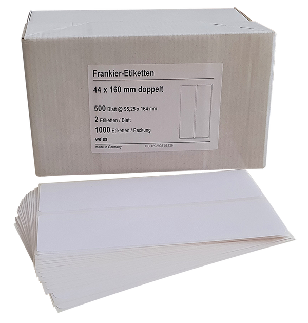 Frankierstreifenkarten doppelt 16cm 1000 Frankieretiketten