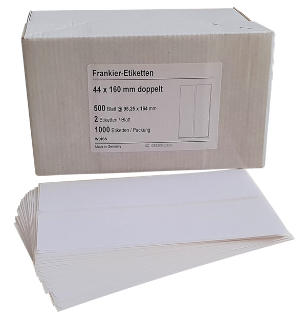 Frankierstreifenkarten doppelt 16cm 1000 Frankieretiketten