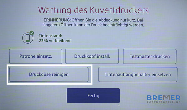 SendPro C Auto-Streifen beim Drucken